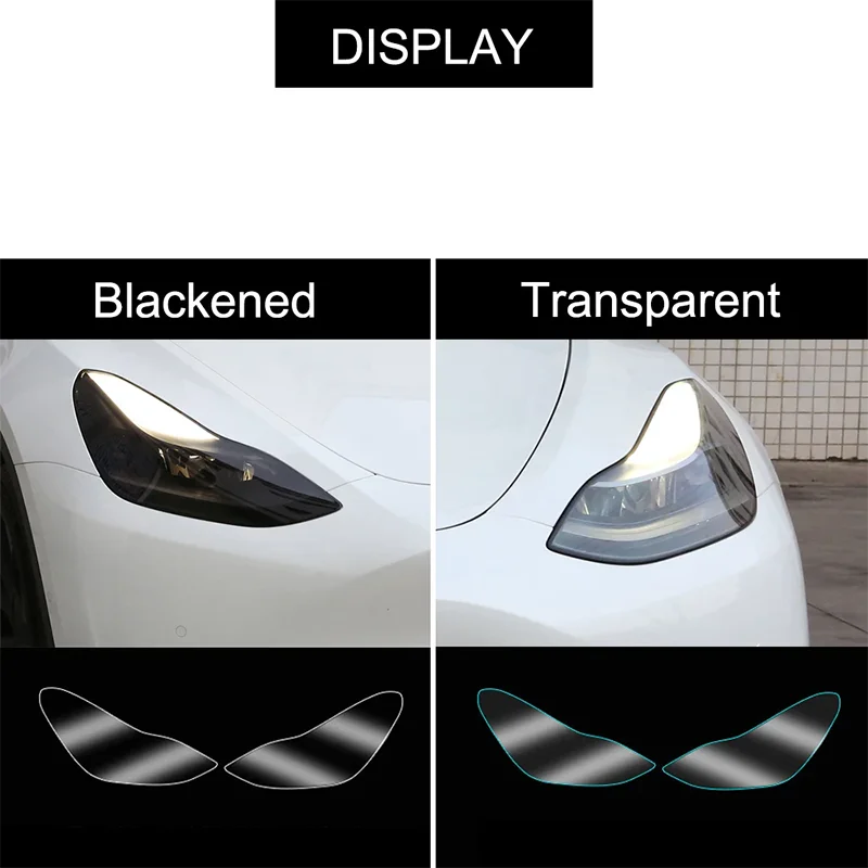 

For Tesla Model 3 Y 2017-2023 TPU Blackened Headlight Protective Film Modification Transparent Black Color Changing Car Films