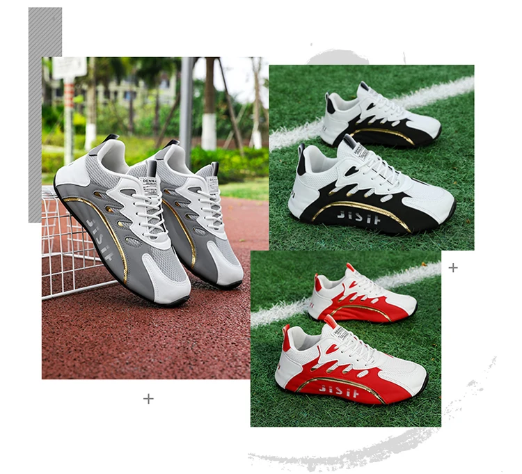 Modische Low-Top-Laufschuhe für Herren mit Farbblockdesign, atmungsaktivem Mesh, weichen und leichten Sohlen sowie Stofffutter, die ein hohes Maß an Komfort bieten und für Outdoor-Wanderungen, Laufen und Fitness-Workouts geeignet sind. – Detail 1