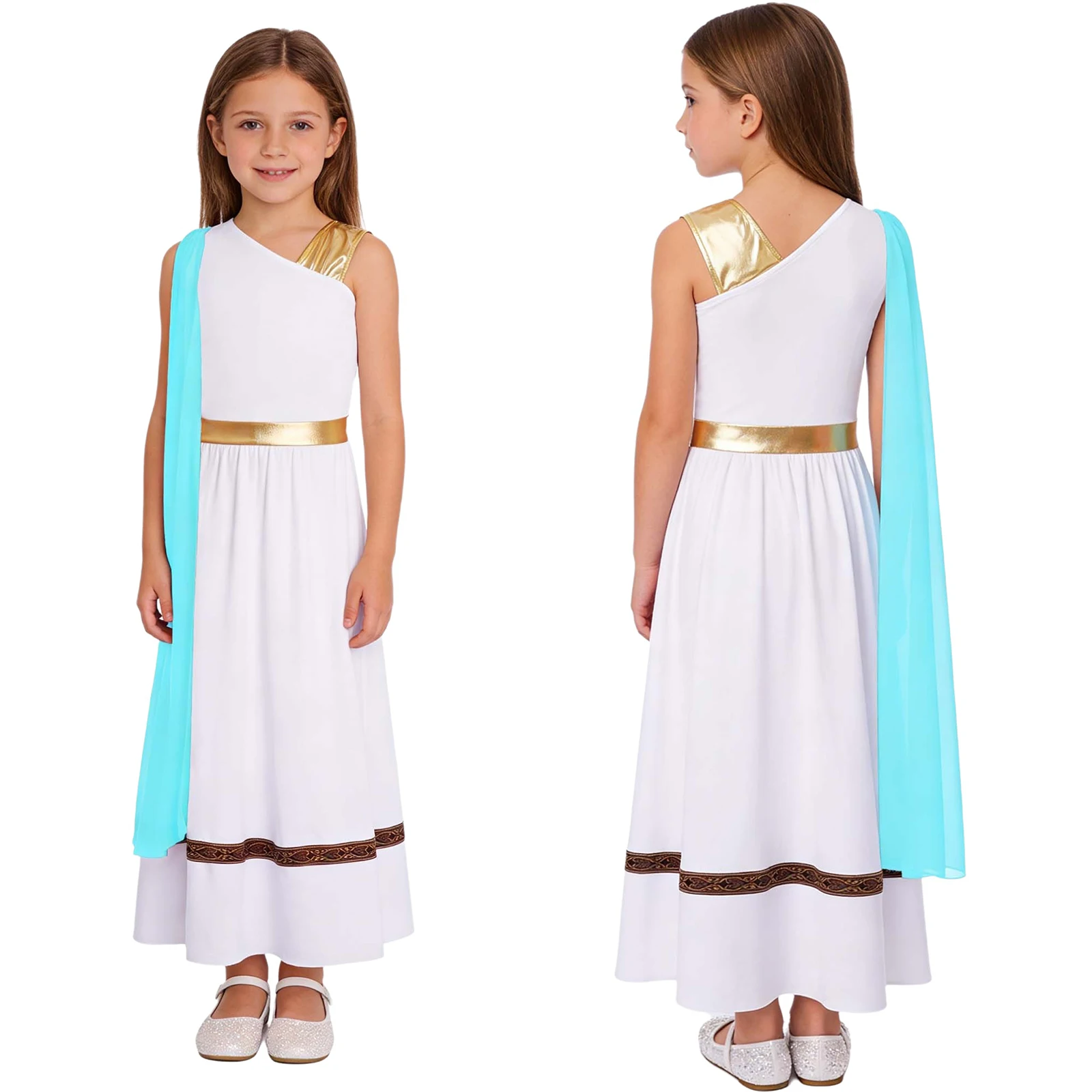 MCJC Costume de déesse Grecque Antique, Robe Longue en Velours Blanc avec Accents dorés, Robe de Style Toga Romain pour Halloween et Cosplay, Blanc, Small MCJC Costume de déesse Grecque Antique, Robe Longue en Velours Blanc avec Accents dorés, Robe de Style Toga Romain pour Halloween et Cosplay, Blanc, Small
