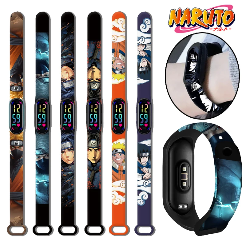 Naruto Amine Strap for Xiaomi Watchbands Mi Band 8 7 6 5 4 3 Silicone Strap Sasuke Kakashi Mi8 Mi7 Mi5 Wrist Strap Accessories