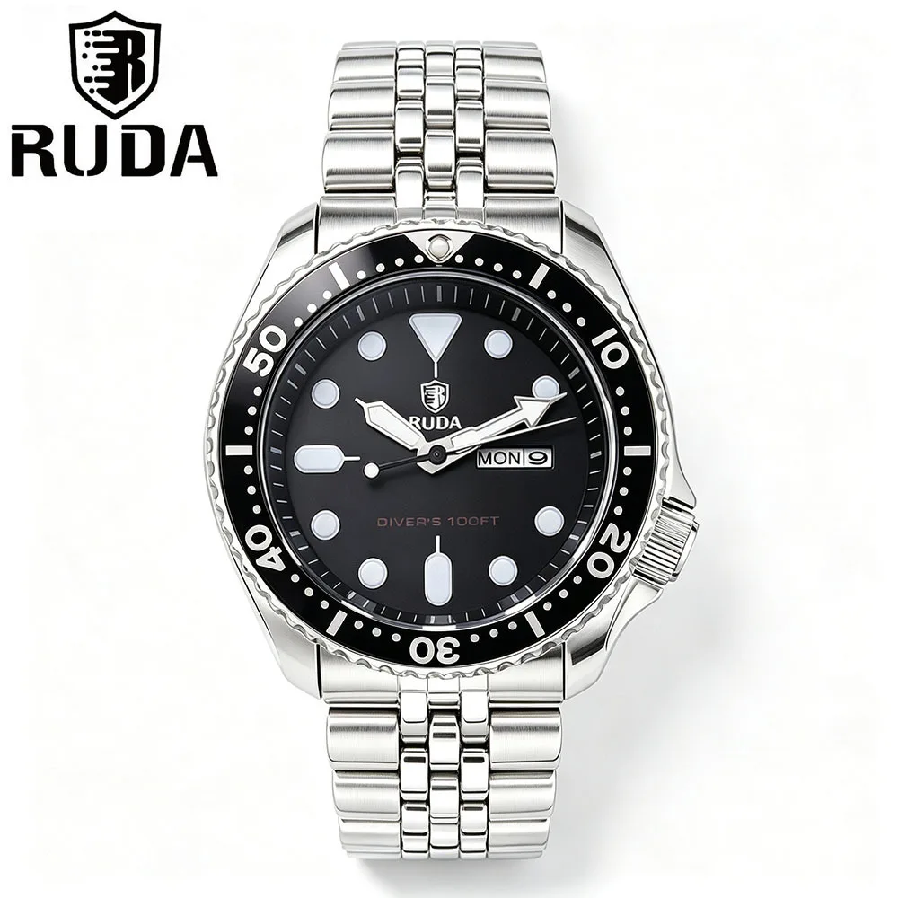 RUDA Men's Watch, Fashion Calendar Waterproof Luminous Student Watch Cross-border Trend Steel Belt Quartz Watch