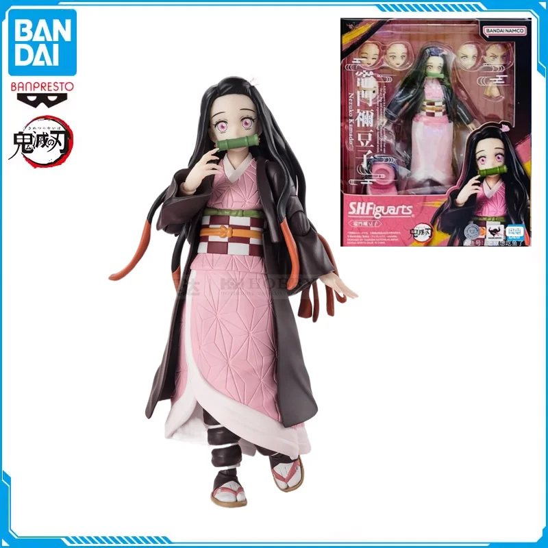 Bandai Original SHFiguarts Kamado Nezuko Anime Demon Slayer Action Figures Model Toys Figura Gifts Collection