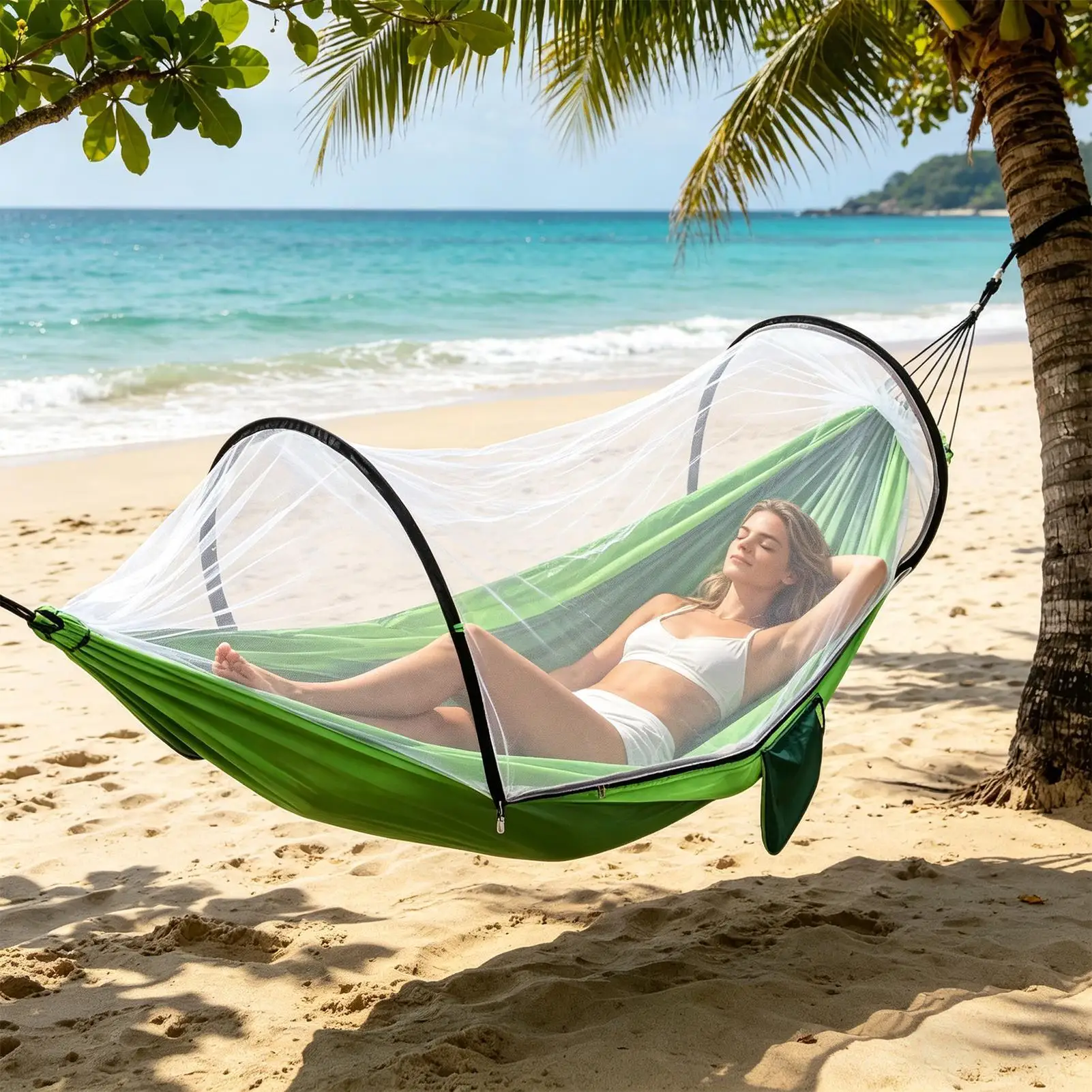 

Camping Hammock 600 lbs Swing Easy Assembly Canvas Hammocks for Travel Backpacking Beach Hiking Outdoor Indoor Backyard Porch