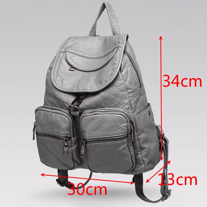 Soft Washed Leather Backpack for Girls Waterproof High Quality Vintage Backpacks Women Large Multifunctional Cool Bagpack Womens