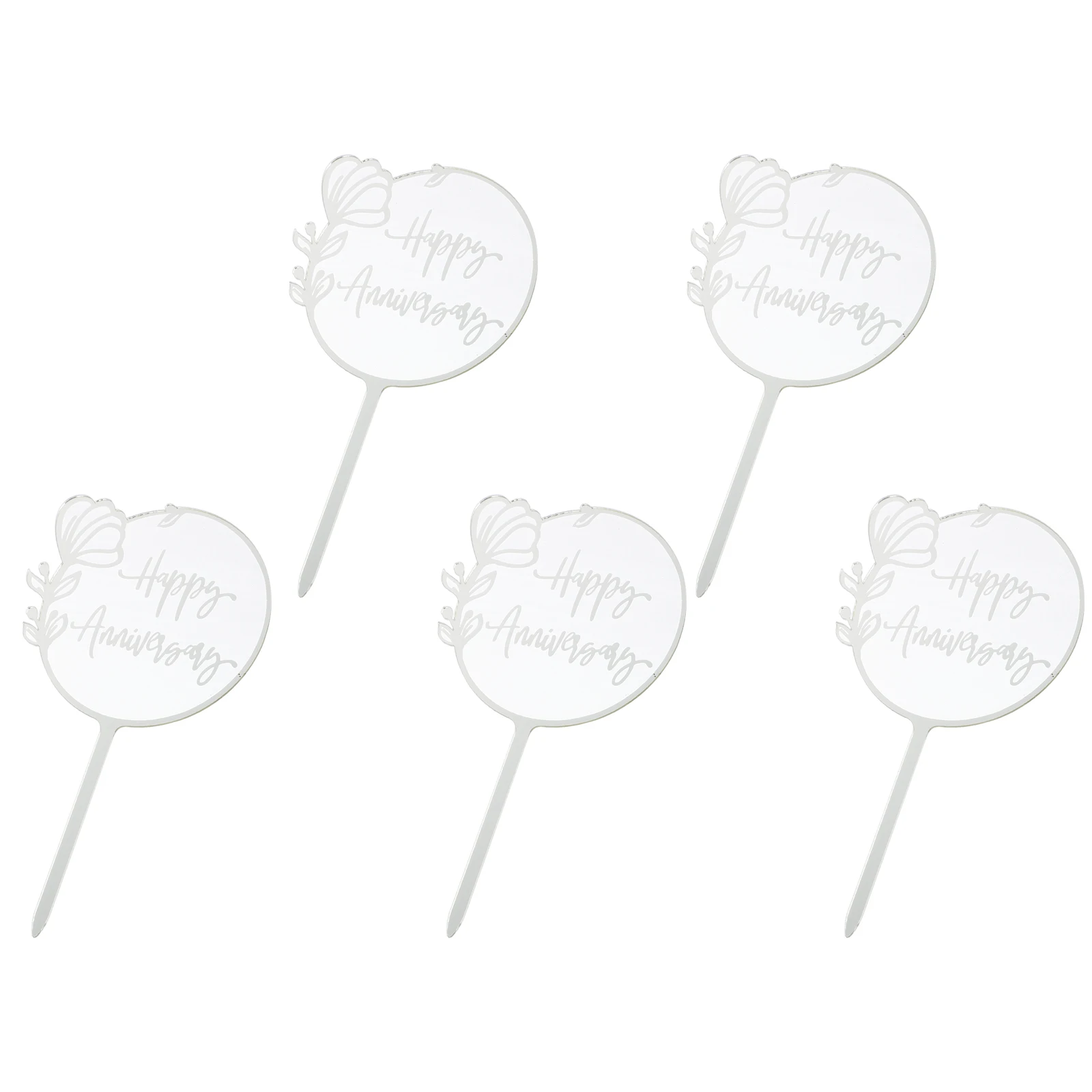 

5 Pcs Marking Cake Insert Decoration Inserted Ornaments Acrylic Decorations Happy Anniversary Topper