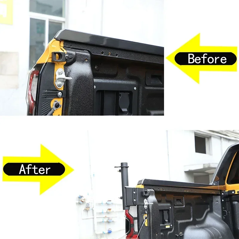

For Ford Ranger 2023 Carbon steel black car tailgate antenna bracket flagpole bracket car appearance modification accessories