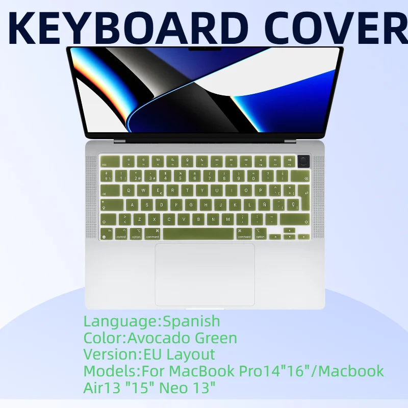 Ultra-Thin EU Spanish Multi-color Keyboard Cover, Precise Fit for MacBook Air 13.6