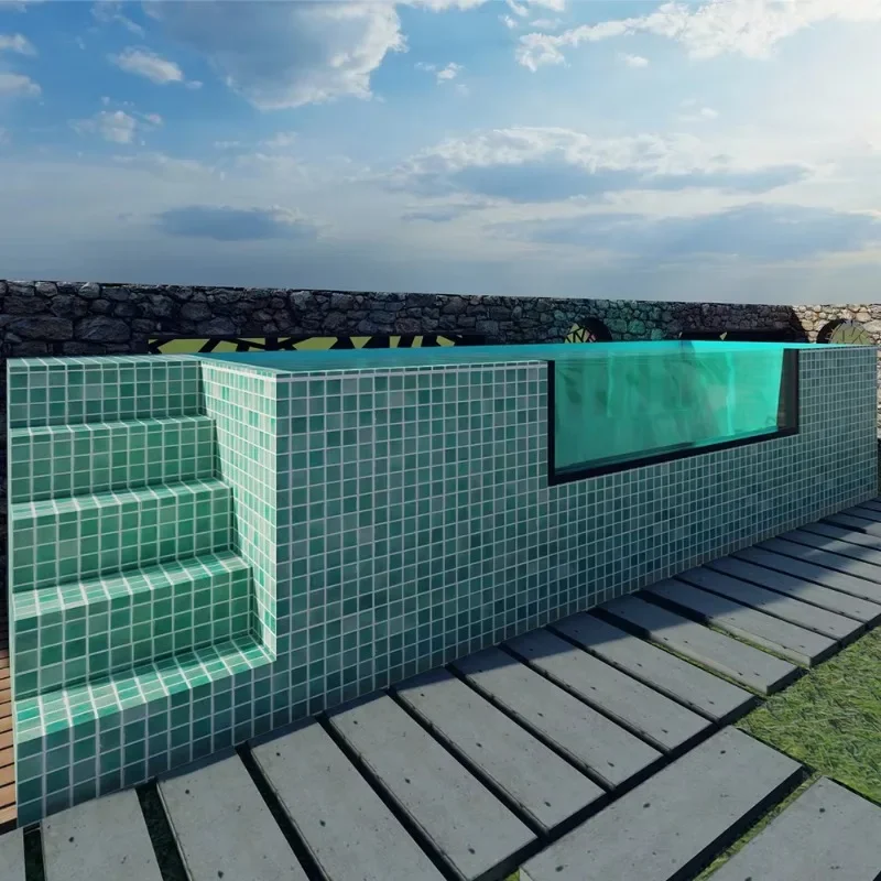 Summer Outdoor Above Ground Pool Rectangular Family Pool Portable Large Size Steel Frame Swimming Pool