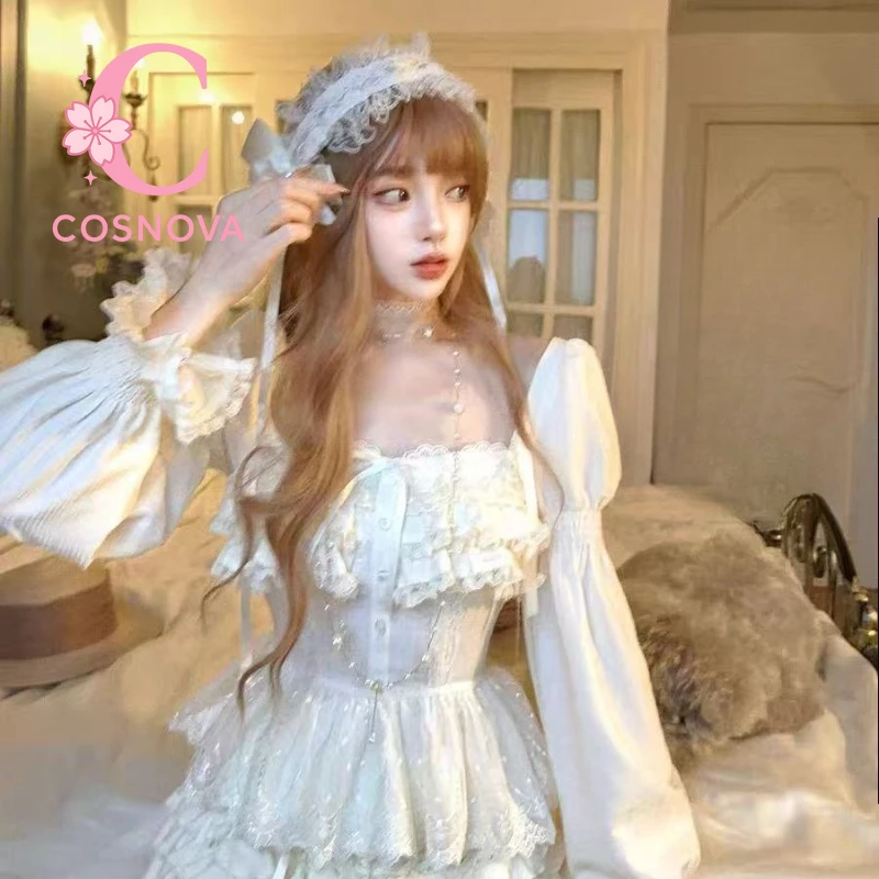 

Японская милая рубашка принцессы в японском стиле в стиле Лолиты, женские однотонные корейские модные повседневные топы в стиле Харадзюку, облегающие кружевные элегантные футболки