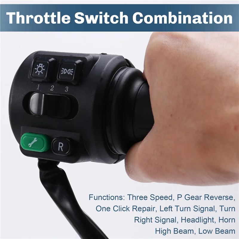 

A03E-T08 Hall Type 48V 60V 72V With Three Speed Parking Reverse Comb Function Twist Throttle For Electric Motorcycle Scooter