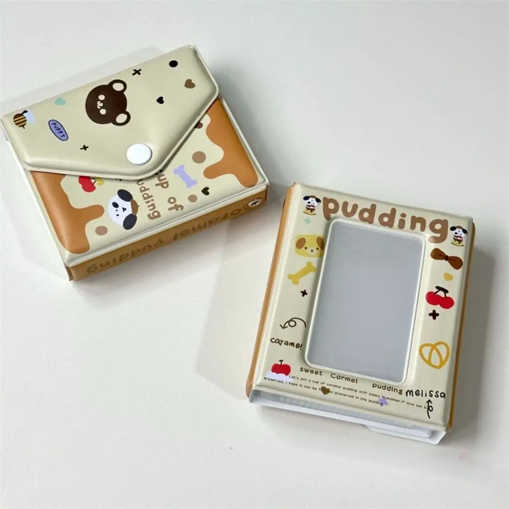 Hochwertiges Pudding Puppy Kartenalbum PVC Love Bow Idol-Kartensammelbuch 3 Zoll Mini mit 16 Innenseiten Fotokartenordner