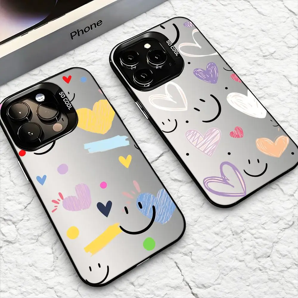 INS موضة ابتسامة جراب هاتف آيفون 17 16 15 14 13 12 11 برو ماكس الهواء ماتي ليزر أورورا للصدمات فوندا