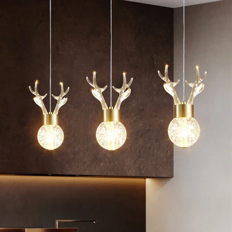 

Bubble Nordic Modern Deer Chandelier for Living Room Bedroom Dining Room with Crystal Acrylic Pendant Light Ceiling Lighting