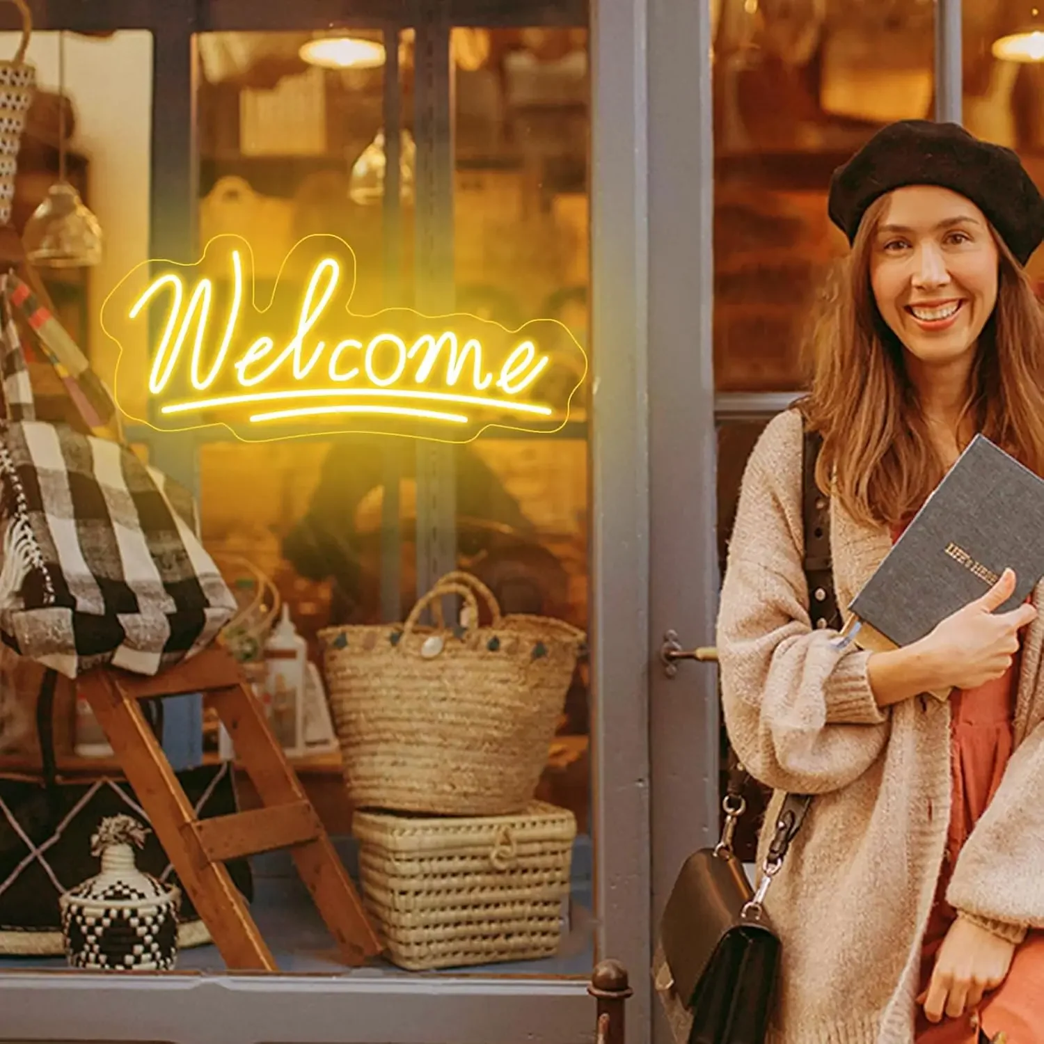 Welcome LED Neon Sign USB Dimmable Neon Light Sign for Gameroom Bedroom Bar Livingroom Birthday Party Gift Wall Decoration