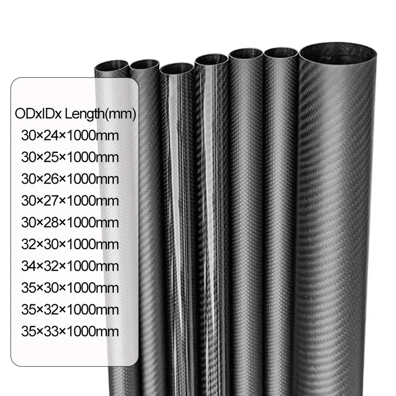 1Pcs Length 1000mm 3K Carbon Fiber Tube High Composite Hardness Material OD: 30 32 33 34 35mm For Plant Protection Aircraft