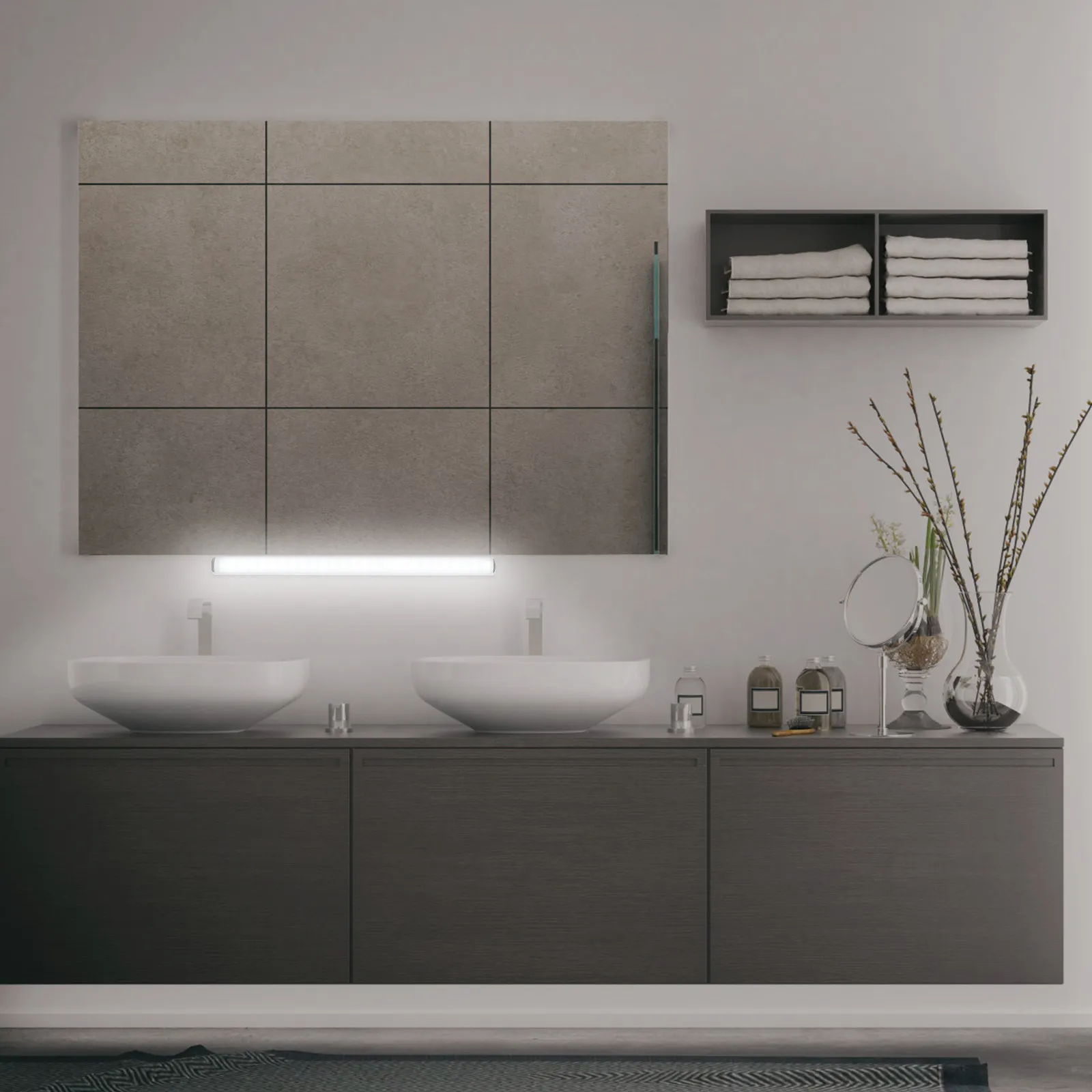 

Набор из 1 шт. светодиодной лампы для макияжа из алюминиевого сплава с сенсорным управлением, водонепроницаемая, для зеркала, для ухода за собой, современная, для дома и ванной комнаты