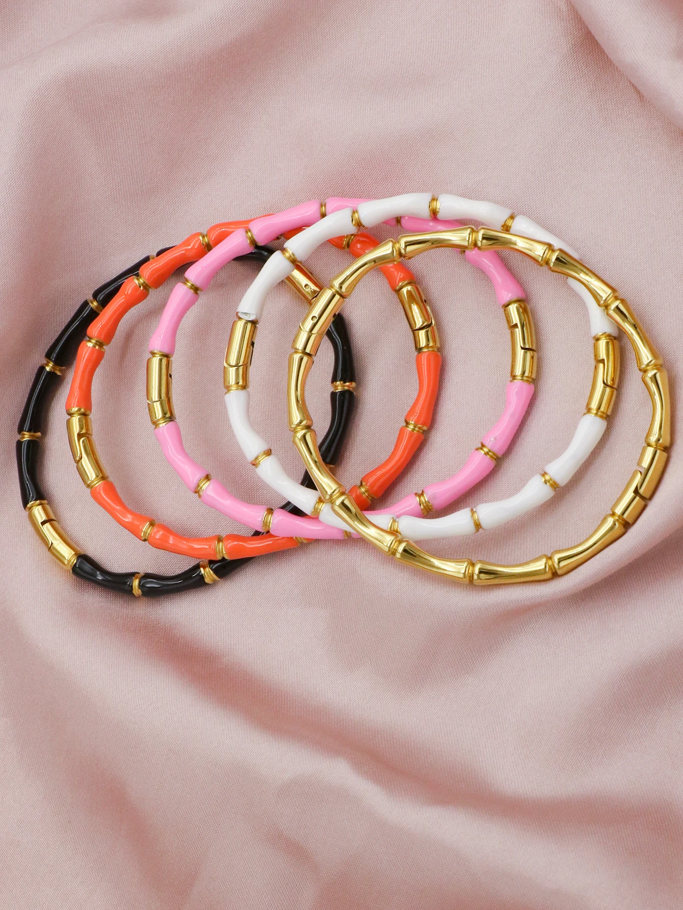 1 Piece Stainless Steel Multicolor Bracelet for Women Bamboo Bracelets Minimalist Fashionable Girl Bangle Jewelry Wholesale