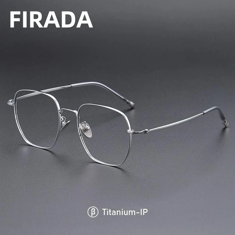 

FIRADA Fashionable Comfortable Glasses Luxury Square Titanium Eyeglasses Optical Prescription Eyewear Frames Men Women 118004-C