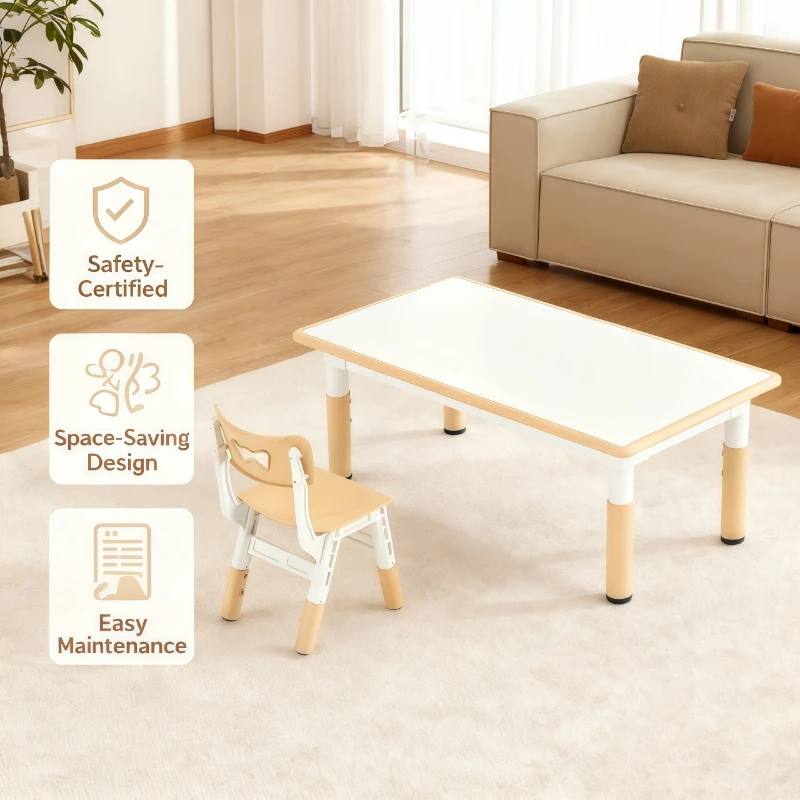 

Children Study Desk Kids Adjustable Height Wooden Study Desk Montessori Art Activity Table Classroom Home Kids Table Chair Set