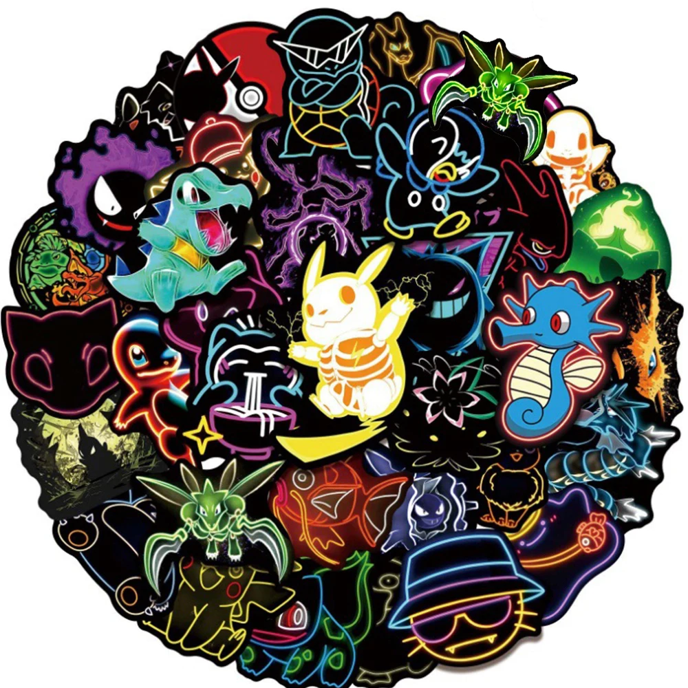 10/30/50 Stück Kreative Neon-Pokémon-Anime-Aufkleber Niedliche Pikachu-Eevee-Sticker DIY Skateboard Handy Notizbuch Lustige Cartoon-Aufkleber
