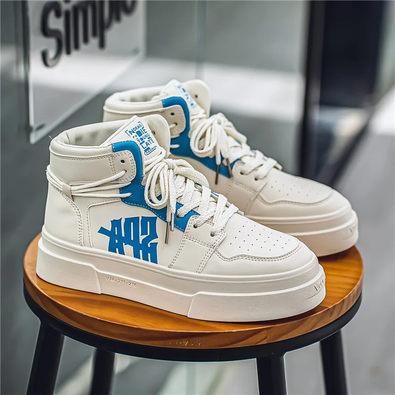 

Trendy Printed Skate Shoes Men High Top Platform Skateboarding Sneakers Men Comfy Leather Designer Shoes Man zapatillas de skate