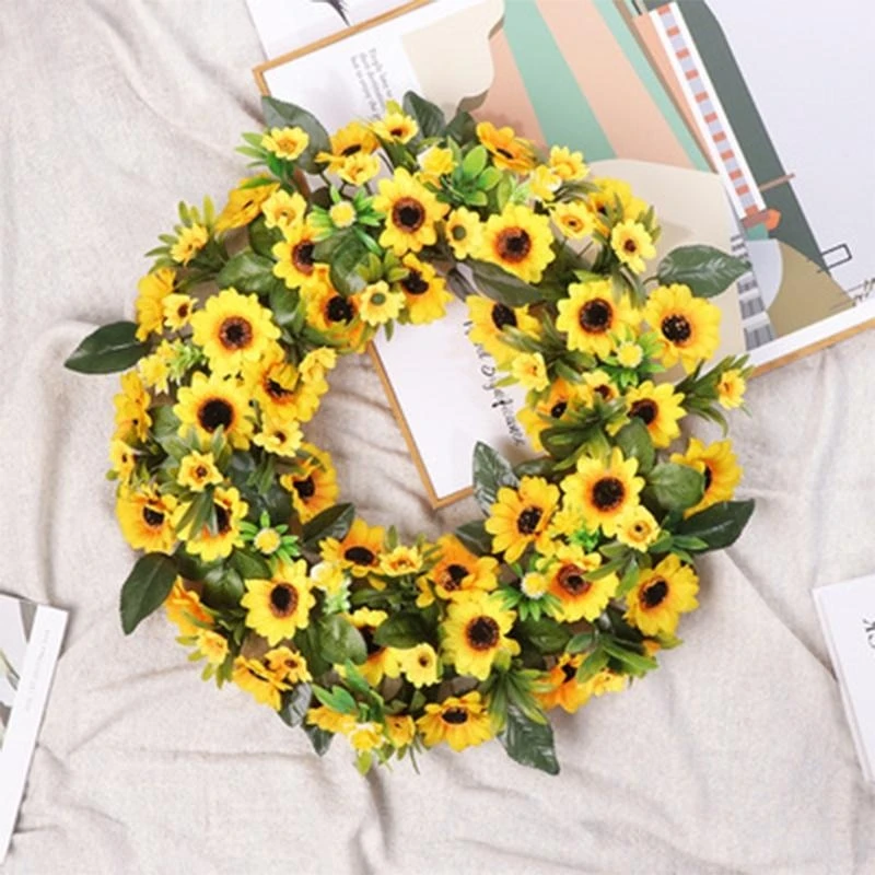 Flower Wreath Handmade Artificial Garland for Front Door Wall Wedding Party Home Decoration 15UB