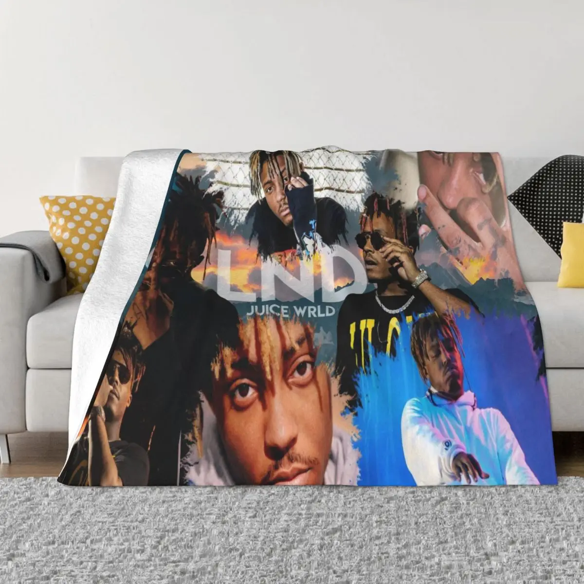 

Juice Wrld Plaid Blankets Velvet All Season Legend Singer Portable Super Warm Throw Blankets for Home Car Rug Piece