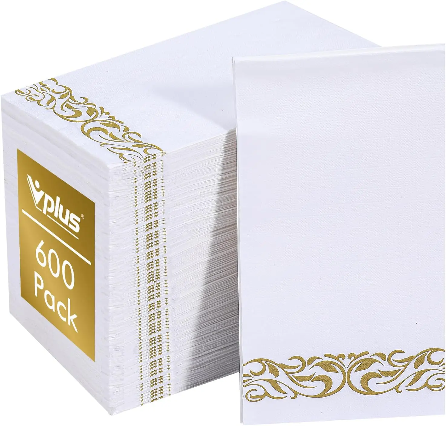 Premium 3-Ply Disposable Dinner Napkins, Soft & Absorbent for Kitchen, Wedding, Parties, Events (Gold)