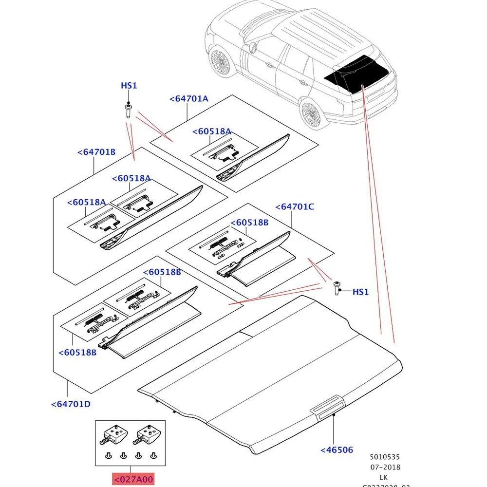 LR092652 Car Rear Tail Trunk Cover Curtain Buckle Retaining Locating Pin Repair Kit For Land Rover Range Rover L405 2013-2021