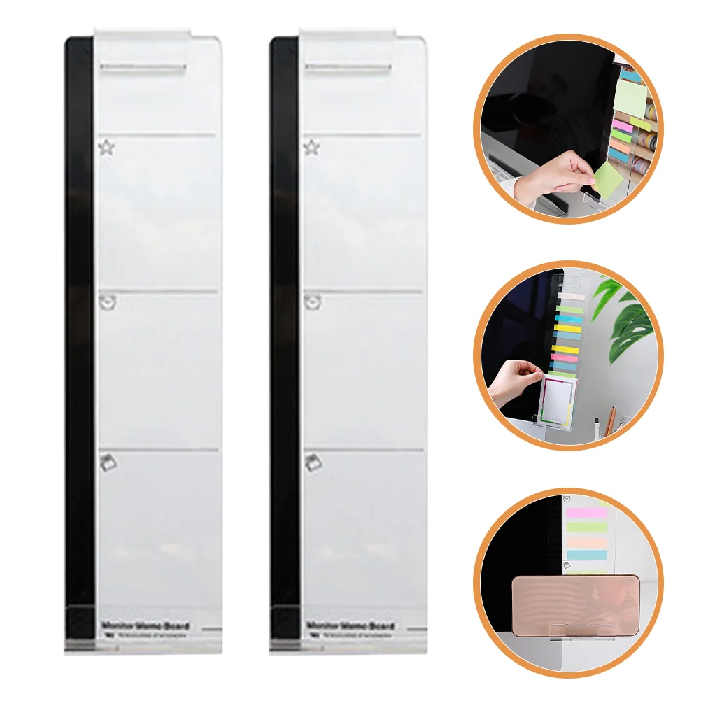 

2 Pcs Monitor Side Clip Computer Screen Notes Reminder Message Board Memo Boards Acrylic Monitors Office