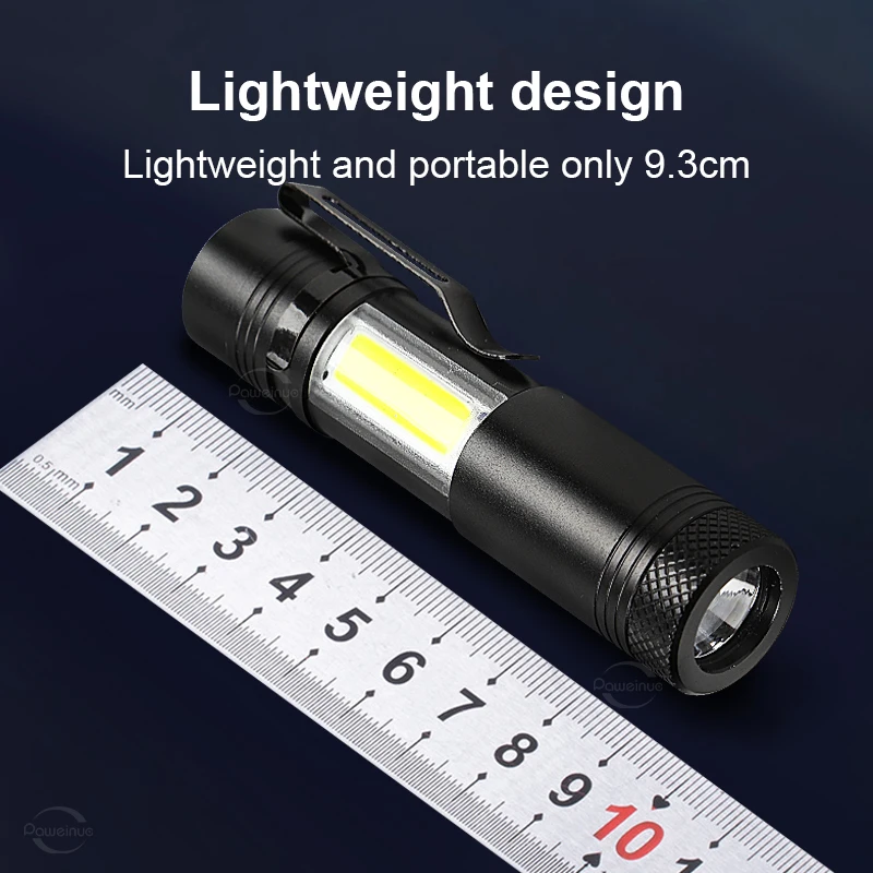 Portable EDC Flashlight Mini COB Super Bright LED Lantern Q5 Wick 4 Modes Torch 14500 Rechargeable Waterproof For Daily Outdoor