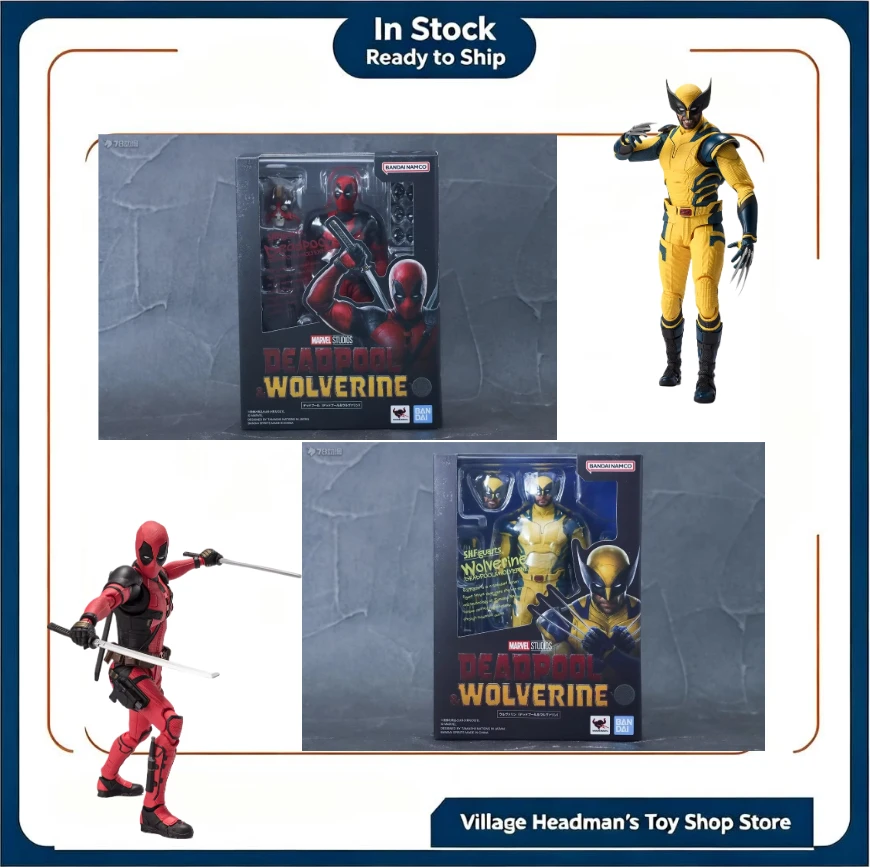 Bandai Genuine SHF Deadpool Wolverine 15.5cm MARVEL STUDIOS Anime Action Figure Collectible Model Toys Ornaments Gift