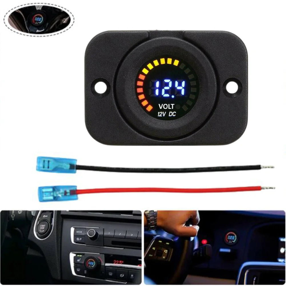 

Low Profile Design LED Car Van Boat Marine Voltmeter Battery Gauge, Easy Installation and Real time Monitoring