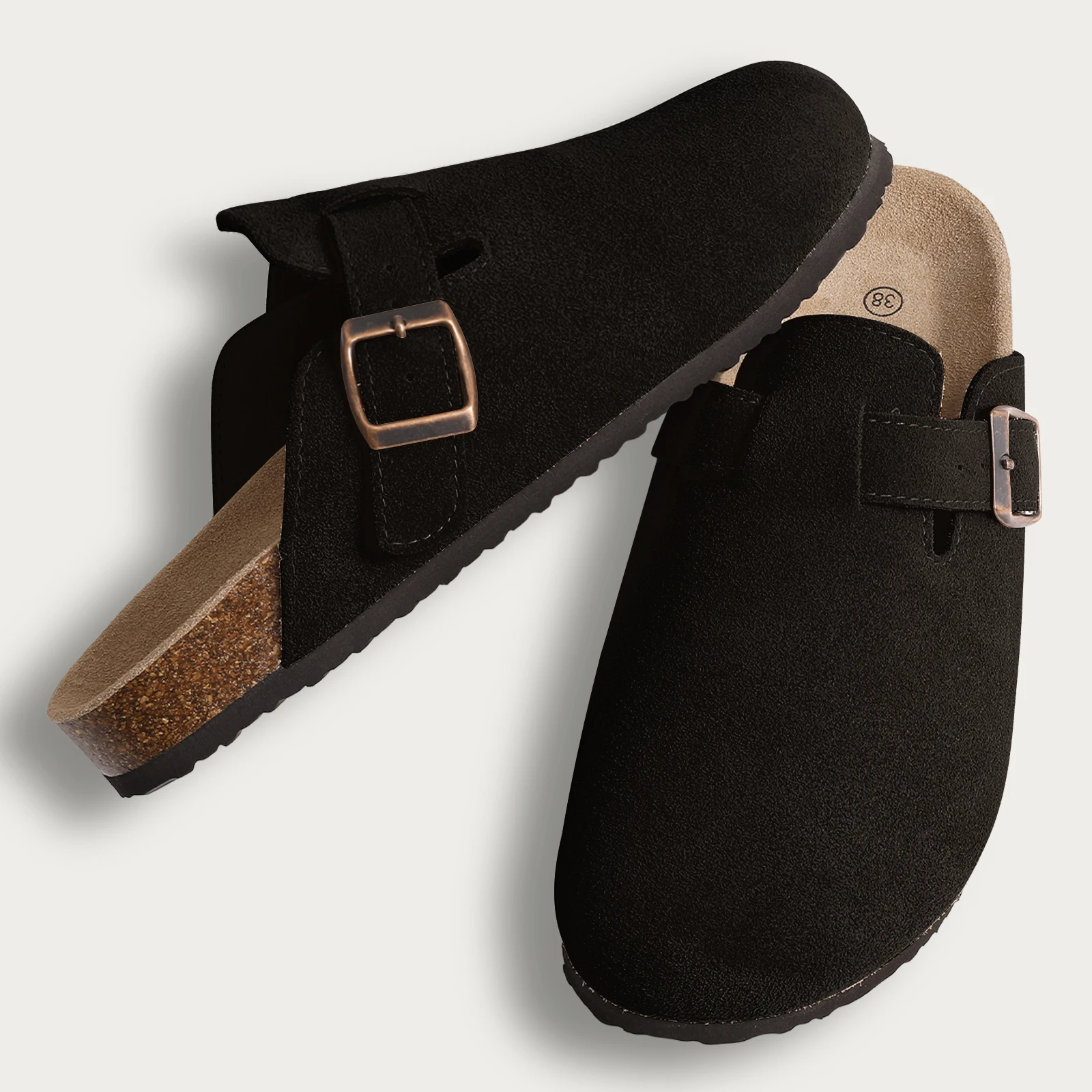 Half drag sandals Clogs For Women And Men Cork Suede Mules Slipper Classic Cork Antislip For Outdoor Slippers With Arch Support image 3