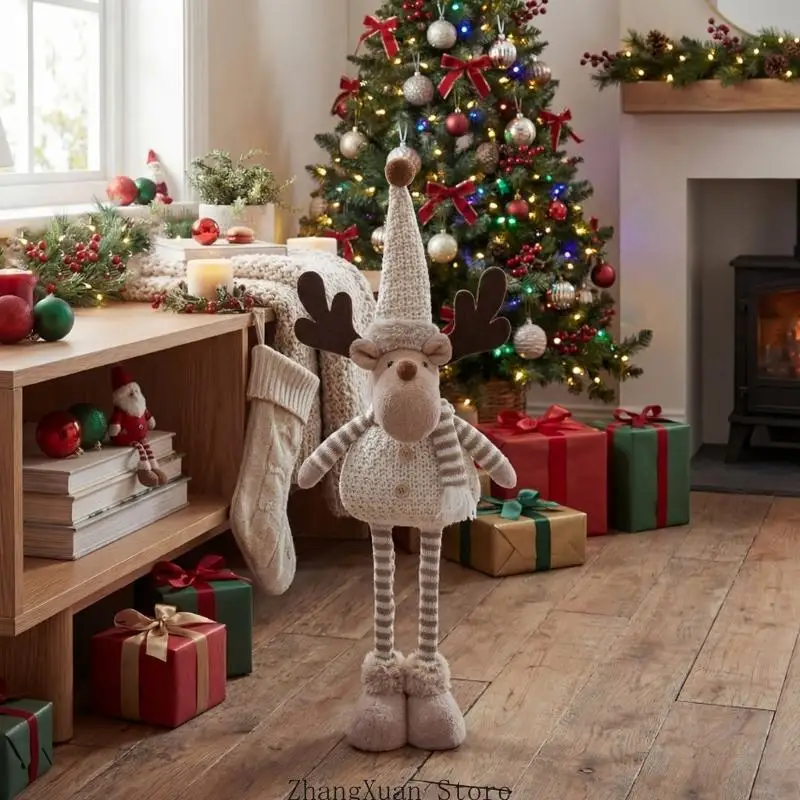 Weihnachtsfigur für den Innenbereich mit langen gestreiften Beinen, weich aussehender Oberfläche und gemusterter Form für die – Detail 3