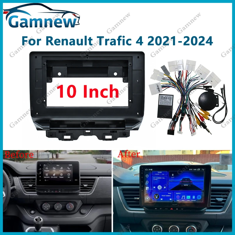 

10 Inch Car Frame Fascia Canbus Adapter Android Radio Audio Dash Fitting Panel Kit For Renault Trafic 4 2021-2024