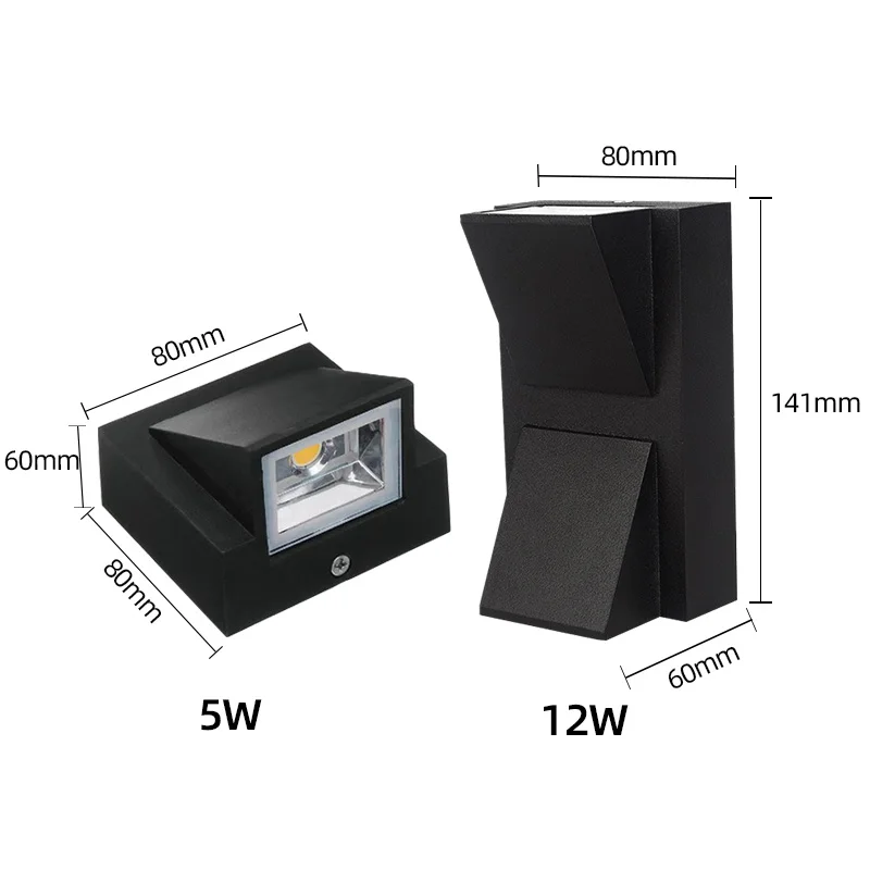 위 아래 LED 벽 램프 야외 방수 IP65 실내 벽 조명, 정원 조명, 알루미늄 침실 복도 계단 조명, 5W