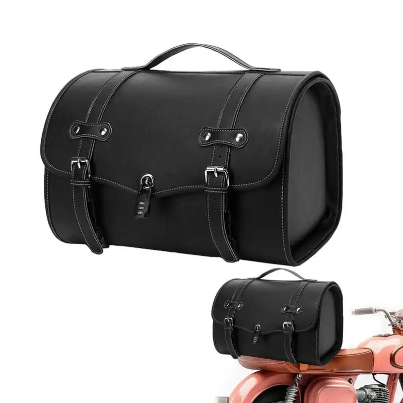 

Motorcycle Tail Bag Helmet Bag Waterproof Glossy Leather Outdoor Sports Motorbike Tool Carry Bag Cycling Travel Rear Luggage Bag