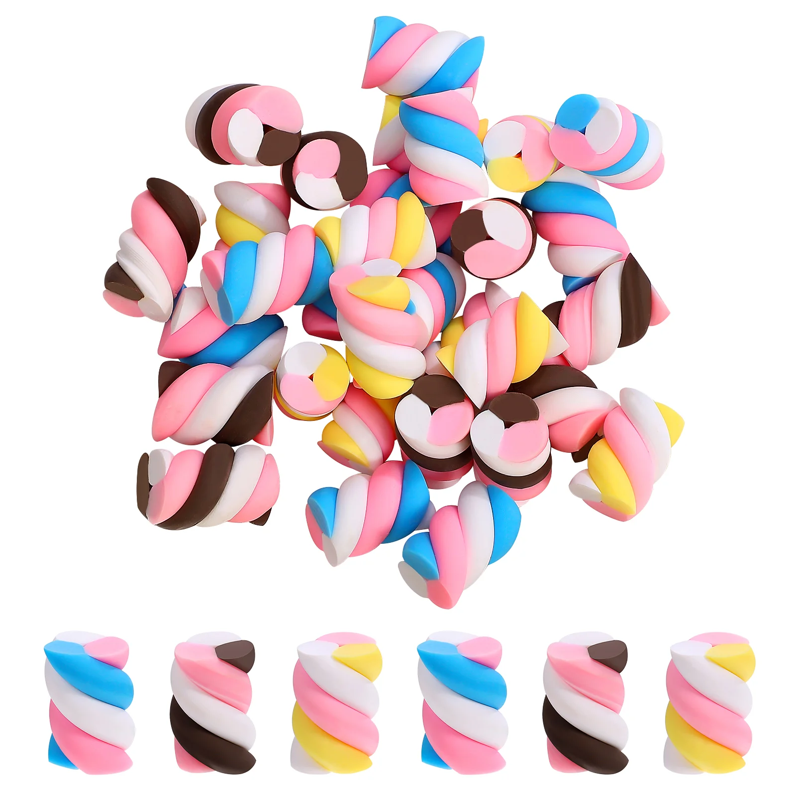 30 Pcs Marshmallow Phone Case Flatback Miniature Lollipop Charms Pottery Accessories