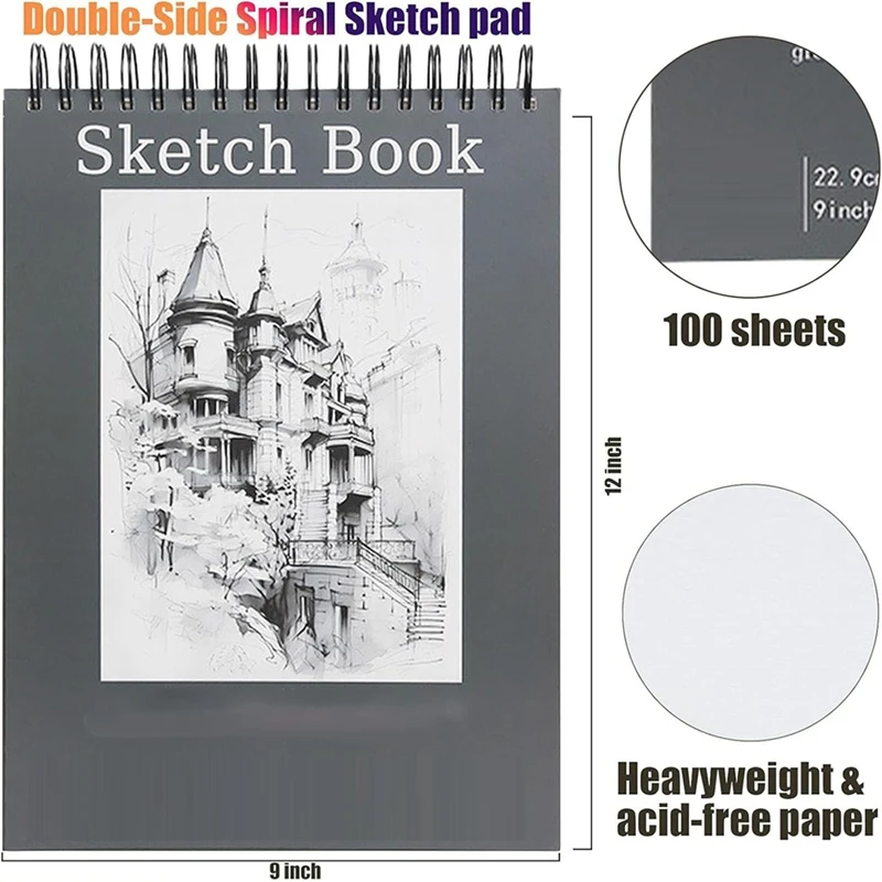 Sketchbook, Top Spiral Bound Sketchbook Art Drawing Paper For Adults, Beginners, And Artists, Sketching Sketchbook