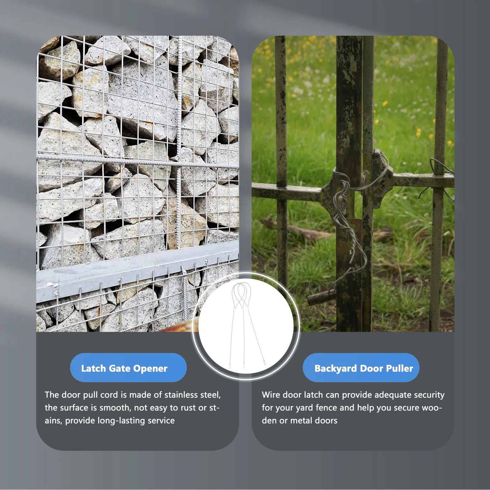 

8Pcs Stainless Steel Adjustable Gate Latch Cable Pull Fall Prevention Night Lighting Decorative Rope for Garden Backyard