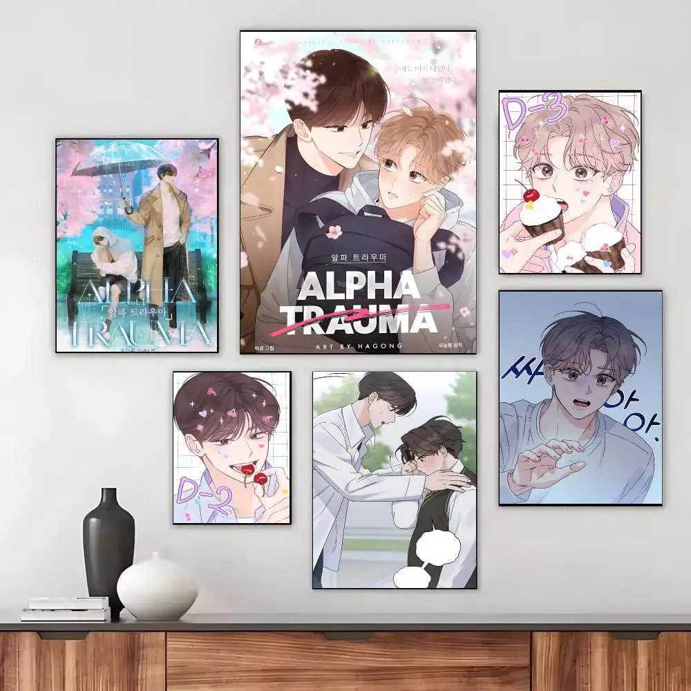Anime Anime A-Alpha Trauma Poster Self-adhesive Living Room Bedroom Party Bar Decor Moisture-proof Fade-resistant