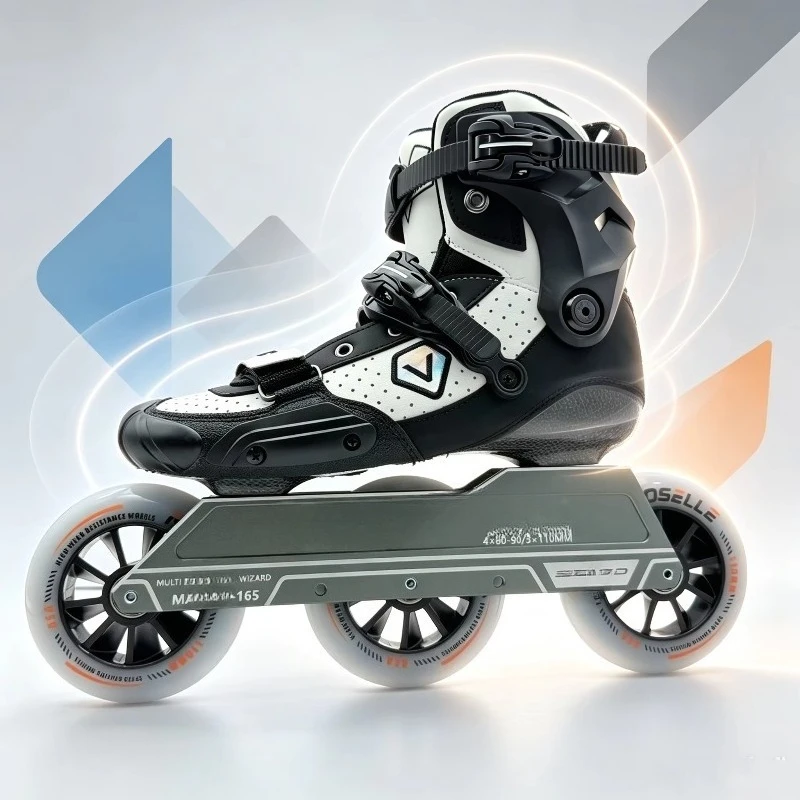 Carbon Fiber Outdoor Speed Straight Skates, Multi-function Street Skates, Interchangeable Wheels (3 or 4 Wheels)