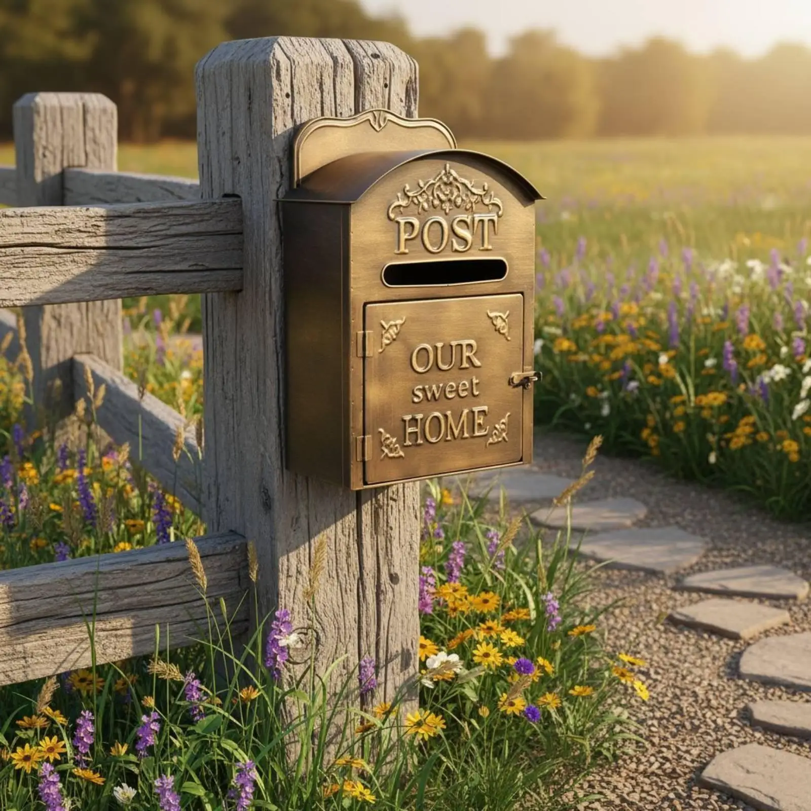 Vintage Mailbox Ornamental Mailbox with Latch Decorative Wall-Mounted Letterbox for Homeowners, Courtyard, Entryway