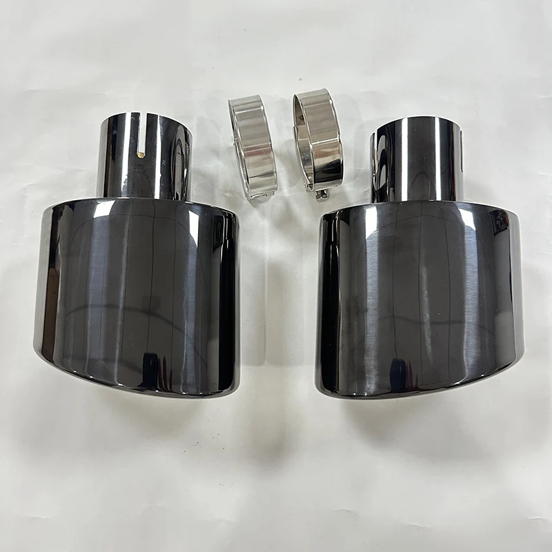 

Automobile parts large diameter stainless steel electroplated black exhaust pipe tail throat width 140mm thickness 95mm