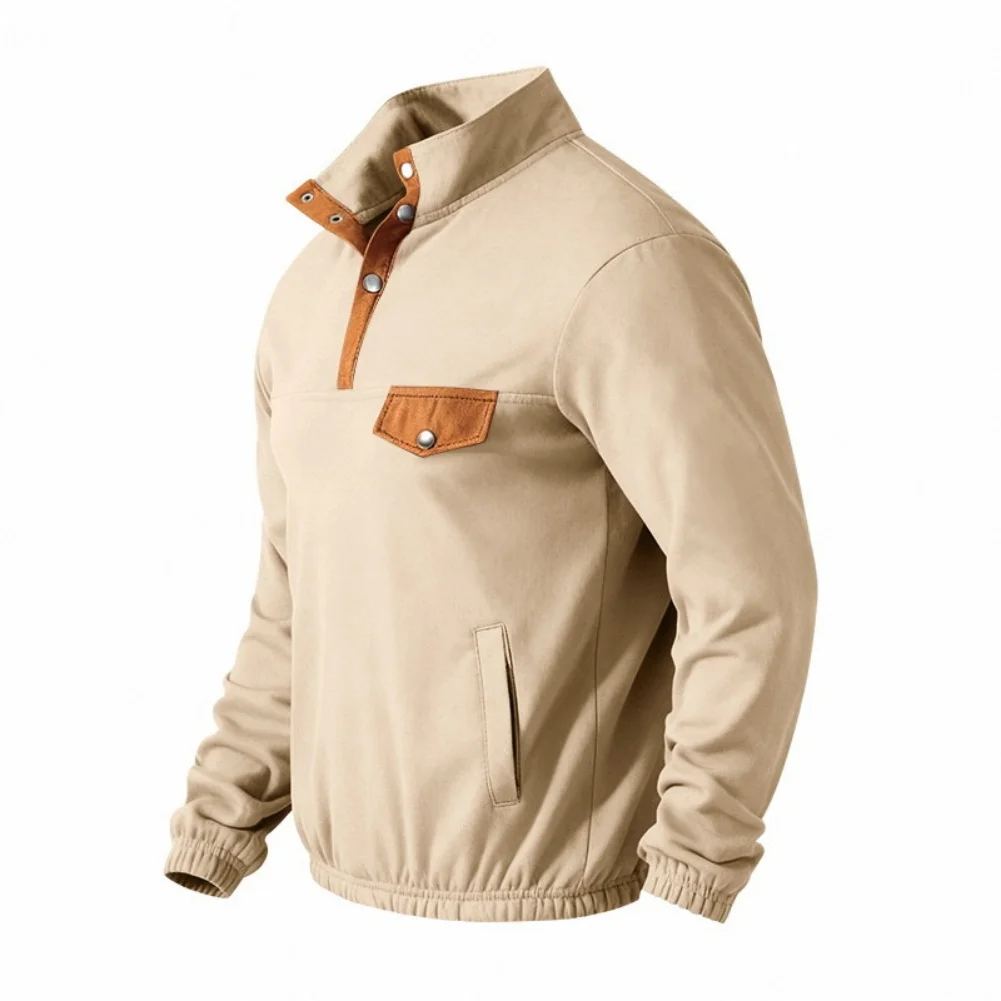 Men Casual Pullover Sweatshirt Sweatshirt Casual Button Top S M Men Pullover Sweatshirt Polyester Fabric Medium Elasticity