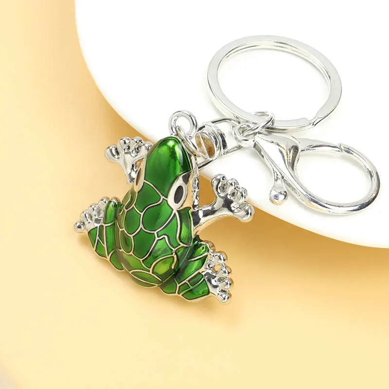 Cute Green Frog Enamel Keychain Keys Bag Pendant Creative Animal Alloy Key Ring For Men Women Personalised Accessories