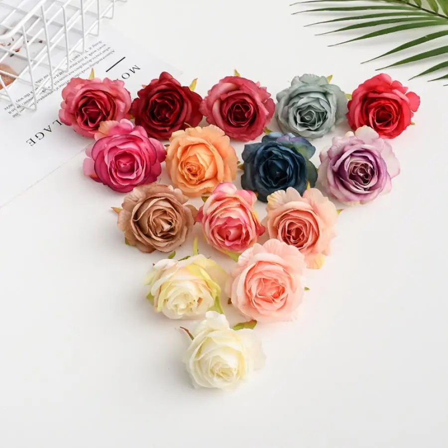 

50/100Pcs Silk Rose Artificial Flower Home Outdoor Garden arch Wedding Decor Christmas Garland Wall Diy gift candy box Scrapbook