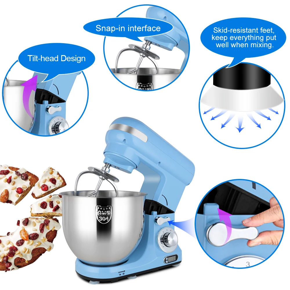 Hot Sale  Duty  Stand Mixer 6QT 600W Dough Baking Mixer Machine Food  Home Kitchen Appliance Cake Aid Planetary  Food Mixers