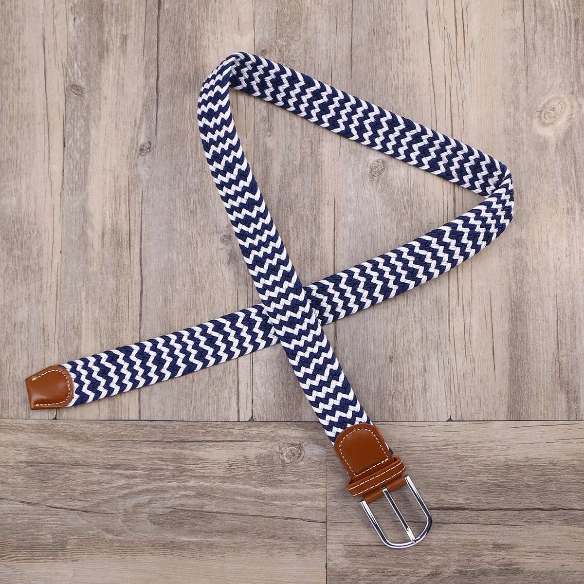 

Stretch Braided Elastic Waist Men Women Metal Buckle Woven Polyester Blend Fabric Adjustable Webbing for Trousers Jeans Unisex